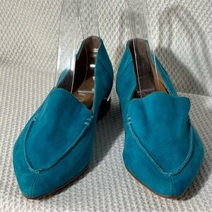 FRANCO SARTO Sz 6 Starland Teal Suede Loafers Poibty Toes NEW WITH TAG